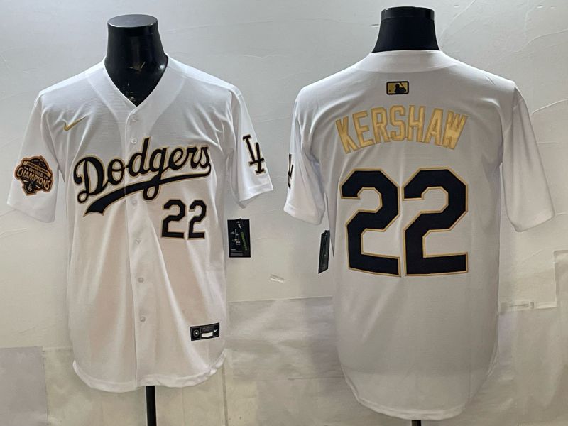 Men Los Angeles Dodgers #22 Kershaw White Gold Game 2026 Nike MLB Jersey 003->los angeles dodgers->MLB Jersey